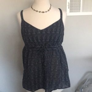 *NWT* Gap / Cotton Tie Waist Dotted Tank / Navy and White / Large